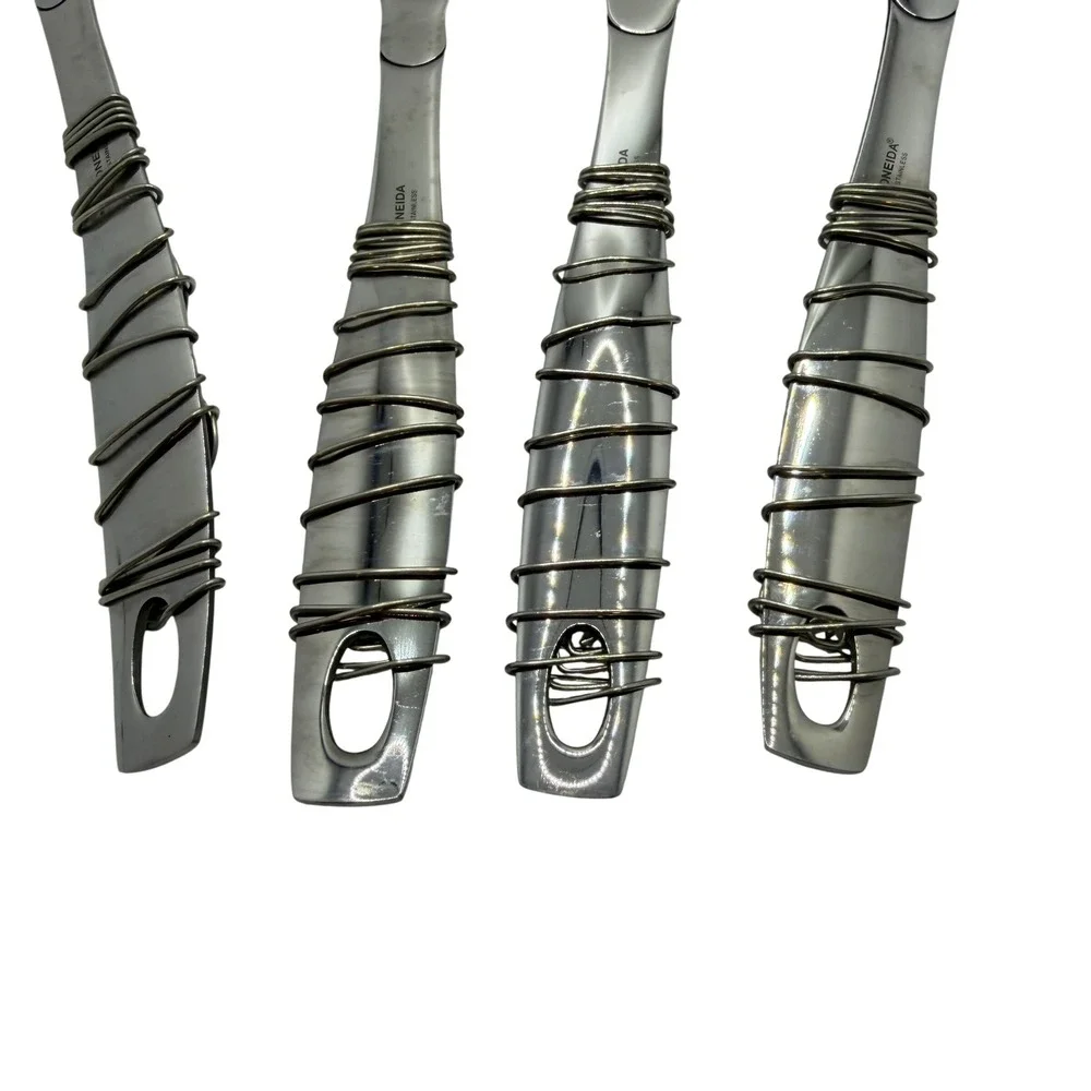 Oneida Stainless Serving Set 4pc Wire Wrapped Black Bead Artisan Buffet Servers